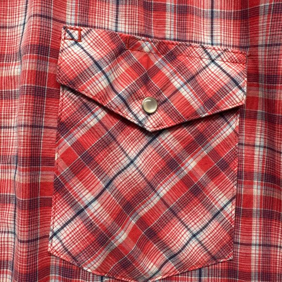 Wrangler Western Plaid Pearl Snap Shirt Men’s 2XL Red Short Sleeve Cowboy Style - Picture 10 of 10